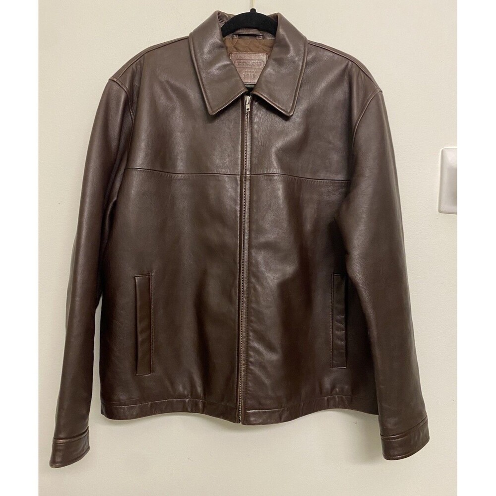 Coach 1941 Classic Leather Jacket Men’s M Dark Brown Quilted Lining Chore Bomber